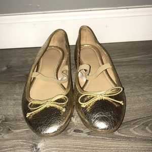 Gold shiny ballet flats